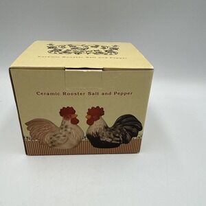 Cracker Barrel Rooster Ceramic Salt And Pepper Set New. In Box